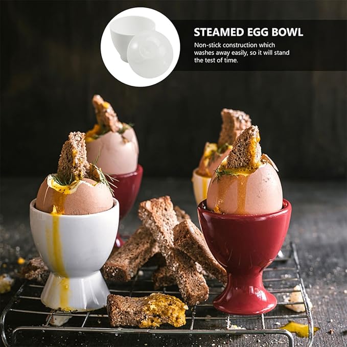 INOOMP 10pcs Microwave Oven Egg Cups White Steamed Egg Cooker Set for Home Kitchen Steamer Specialty Cookware