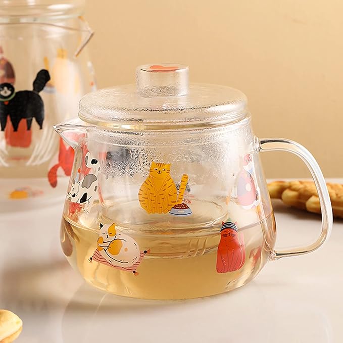 Pitcher Cute Pitcher with Glass Built-in Filter and High Temperature Resistant Cold Water Jug with Handle and Lid for Juice, Milk, Drinks Hot/Cold Water Carafe (Size : CH)