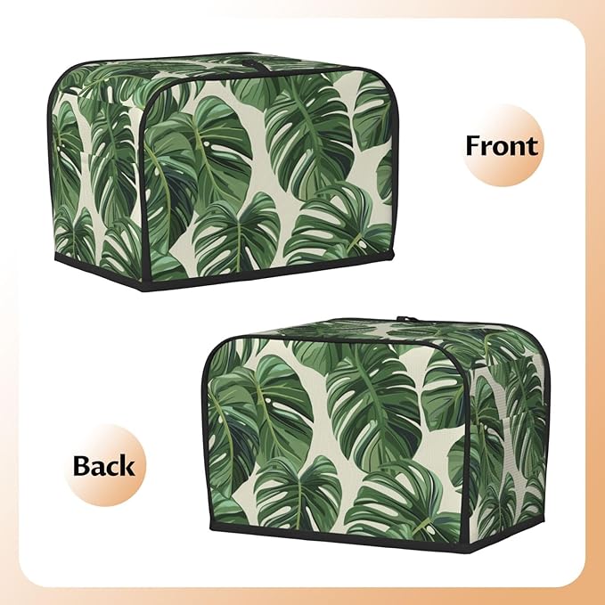 Tropical Monstera Leaf Toaster Cover 2 Slice, Cute Rural Bread Machine Cover, Washable Dust-Proof Cover for Kitchen Small Appliance Cover,with Top Handle