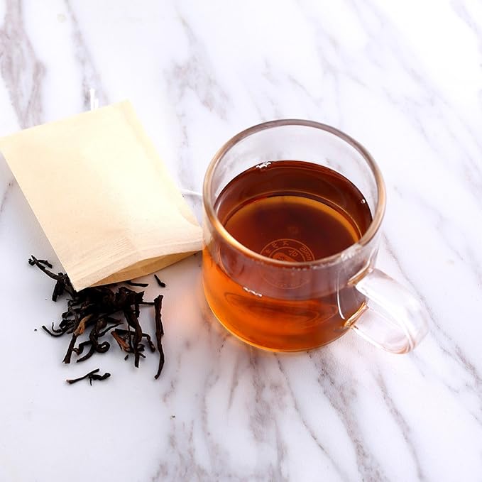 BEFORYOU 400 Pack Disposable Drawstring Tea Filter Bags Safe & Natural Unbleached Paper Tea Infuser Drawstring Empty Bag for Loose Leaf Tea (6 x 8cm, Natual Color)
