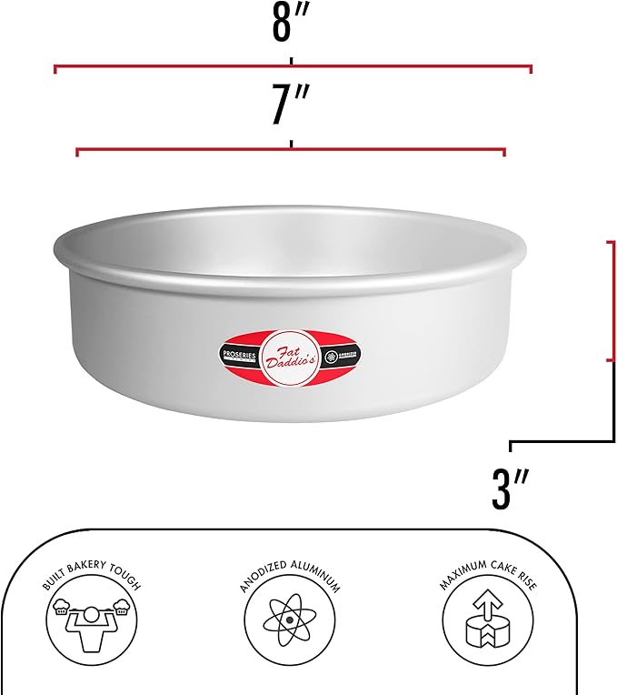 Fat Daddio's PCC-73SET Anodized Aluminum Round Cheesecake Pans, 2 Piece Set, 7 x 3 Inch