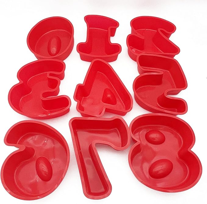 9 Pieces Middle Size Silicon Number Cake Moulds Silicone Cake Mold (6 inch)