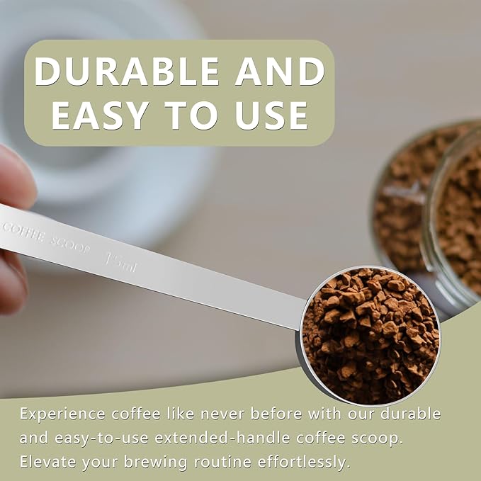 LEIFENY 2PCS 1 Tablespoon Coffee Scoop, Long Handle Measuring Spoon, One tbsp (15ml) Stainless Steel Scooper