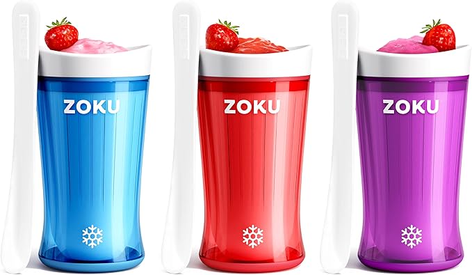 ZOKU Jumbo Slush and Shake Maker, Compact Make and Serve Cup with Freezer Core Creates Single-Serving Smoothies, Slushies and Milkshakes in Minutes, BPA-Free, Bright Blue