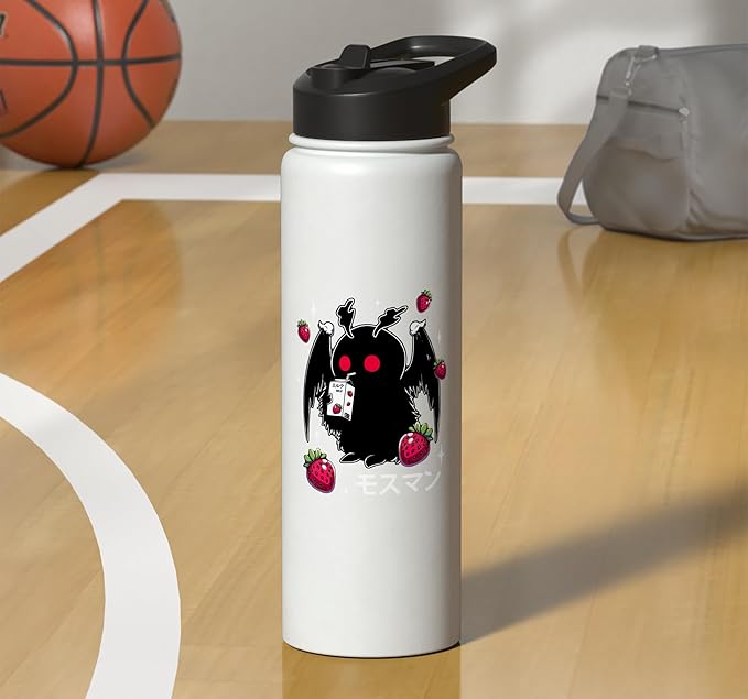 Mothman Cryptid Kawaii Strawberry Milk Shake Carton Stainless Steel Insulated Water Bottle