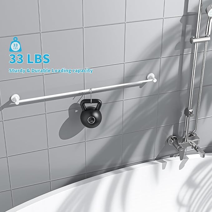 Adjustable Single Bath Towel Bar 23.6 to 42 Inch, ZUEXT Oil Rubbed White Stainless Steel Towel Holder Hanger,Expandable Wall Mounted Towel Rail for Bathroom Kitchen Washroom,1" Tube Towel Rail Racks