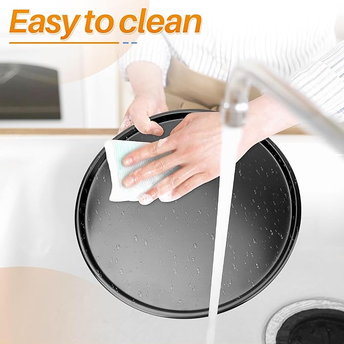 13 Inch Nonstick Pizza Pan Fit for Breville Smart Oven BOV800XL, BOV845BSS Countertop Oven Accessories Round Pizza Tray Replacement, with 50 Pcs Parchment Paper Sheets（Heavy Carbon Steel）