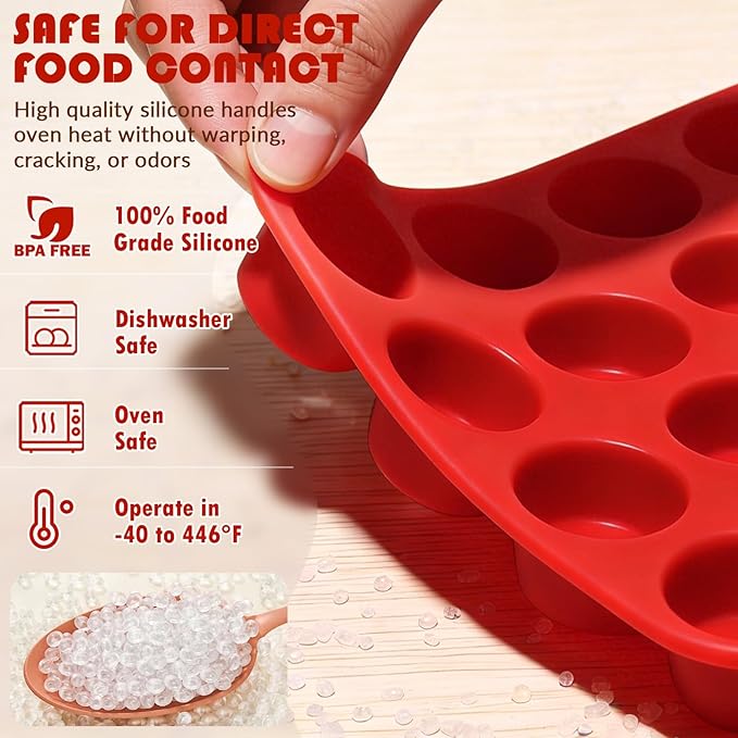 HKNMTT Silicone Mini Muffin Pan for Baking, Cupcake Egg bites Brownie Mold 12 Cup Regular Size, Oven Safe BPA Free kitchen Appliances 2 Pack