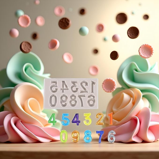 Gray Silicone Fondant Molds 3D Number 0-9 Fondant Chocolate Baking Molds For Cake Decorating Cupcake Topper Candy Chocolate Gum Paste Polymer Clay Fondant and Gum Paste Molds Pastry and Baking
