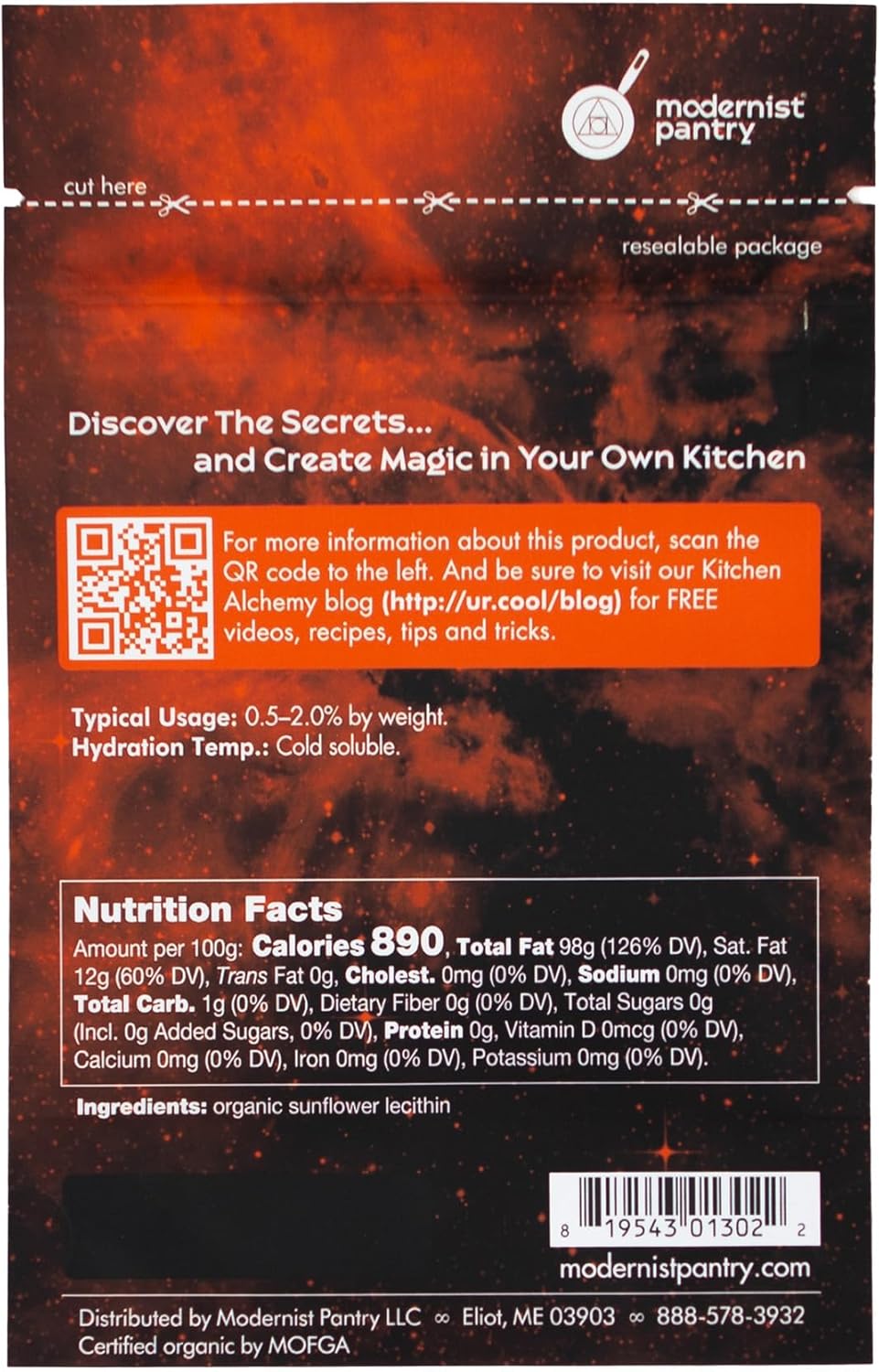 Organic Sunflower Lecithin Powder Gluten-Free Vegan OU Kosher Certified - 50g/2oz