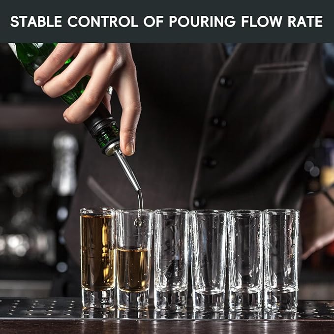 AOZITA 12 Pack Classic Bottle Pourers, Stainless Steel Liquor Pour Spouts Tapered Spout - Liquor Pourers with Rubber Dust Caps for Alcohol, Olive Oil,Bar Bartender Accessories