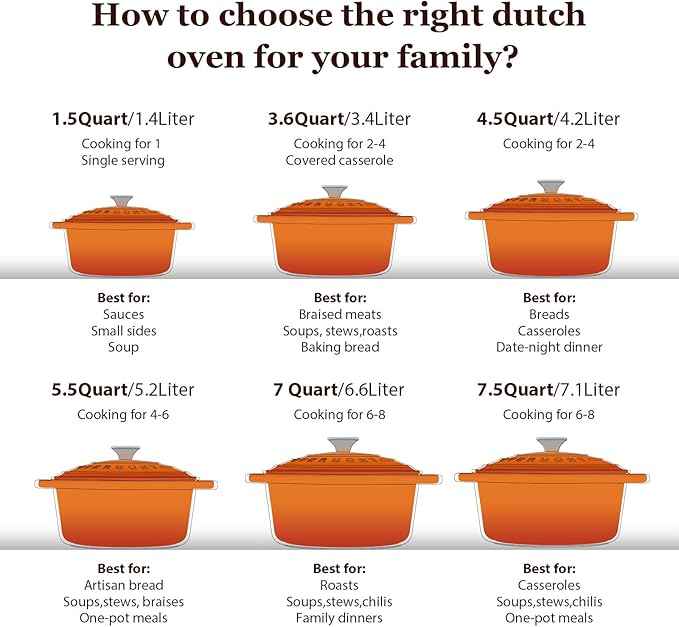 Overmont Enameled Cast Iron Dutch Oven - 7QT Pot with Lid Cookbook & Cotton Potholders - Heavy-Duty Cookware for Braising, Stews, Roasting, Bread Baking orange