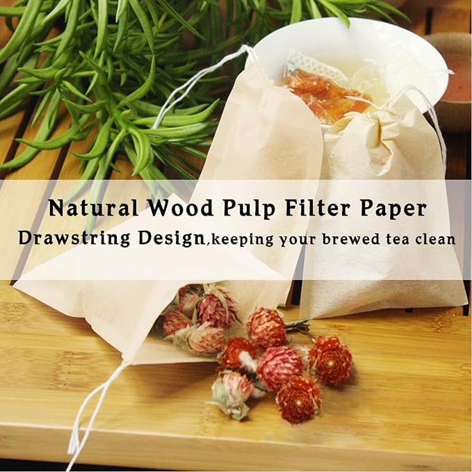 NEPAK 600 Pcs Disposable Tea Bags with Drawstring,Tea Filter Bags,Empty Tea Bags for Loose Leaf Tea(2.36 x 3.15 inch)