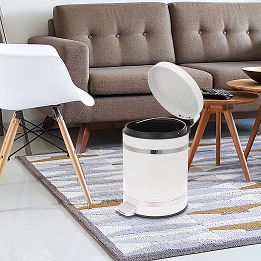 Pedal Trash Can with Lid, 12l Iron Garbage Bin for Bedroom and Office, European Style Wastebasket with Roman Pattern Cover, Home Use