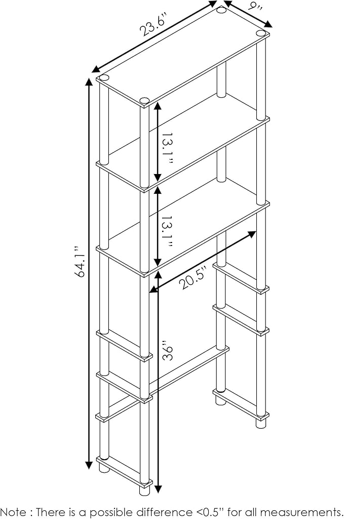 Furinno Turn-N-Tube with 3 Shelves Toilet Space Saver, Espresso/Black