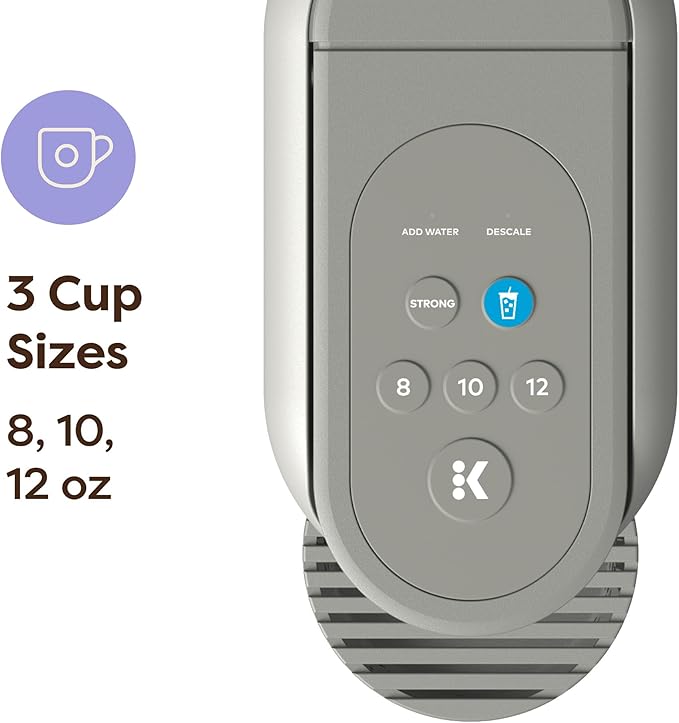 Keurig K-Mini Mate Plus Single-Serve K-Cup Pod Coffee Maker, Compact, 3 Cup Sizes, Brew Over Ice and Strong Button Features, 50 oz Removable Reservoir, Warm Stone