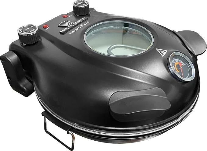 MisterChef Electric Pizza Oven Indoor, 12 Inch Countertop Pizza Oven, Fast Heating Upto 800°F, Pizza Maker with Ceramic Stone, Viewing Window & Dual Temperature Control for Even Cooking