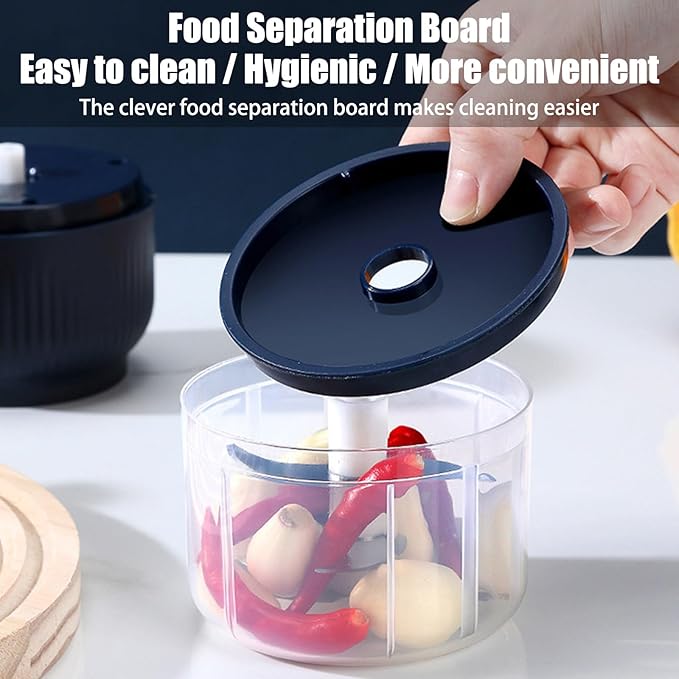 Electric Garlic Chopper, Rechargeable Cordless, Mini Portable Veggie Chopper with 2 Blades And Usb, Electric Garlic Masher for Mashing Onion Garlic Chili Ginger Fruits(Blue)