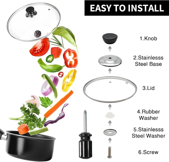 14 Inch Pan Lid, 14'' Frying Pan Lids, Tempered Glass Cast Iron Lid for Skillets, Fry Pan, Wok Pot (14 inch)
