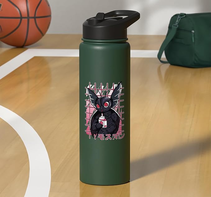 Mothman Kawaii Strawberry Milk Shake Carton Cryptids Stainless Steel Insulated Water Bottle