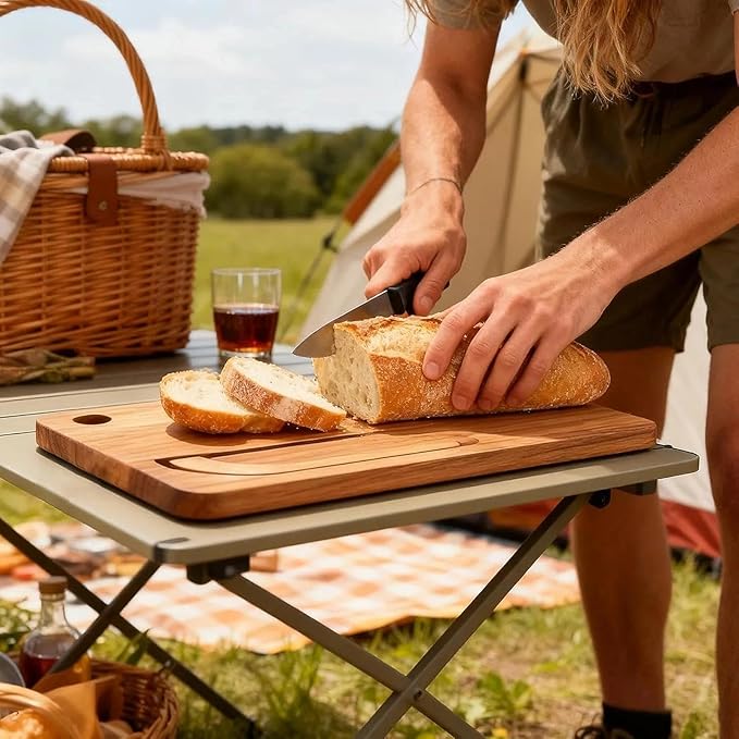 Bread Slicer for Homemade Bread, Manual Bow Knife and Cutting Board Set with Crumb Tray, Sourdough Loaf Slicer for Left & Right Handed Home Bakers, Wooden Board Design(Acacia Wood)