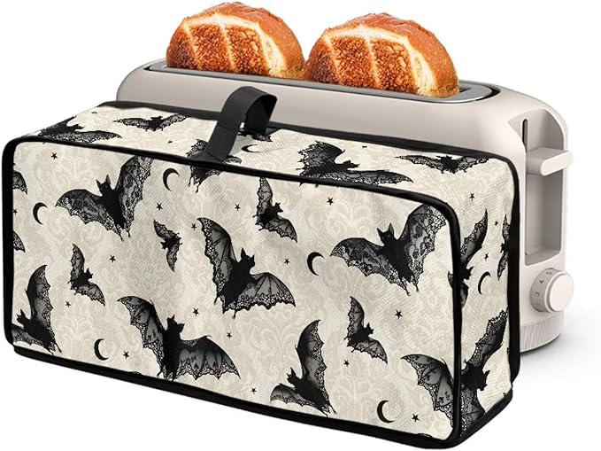 Halloween Toaster 2 Slice Cover Washable Toaster Cover Pretty Floral Small Appliance Covers Dustproof Kitchen Appliance Covers with Top Handle, Bat Print