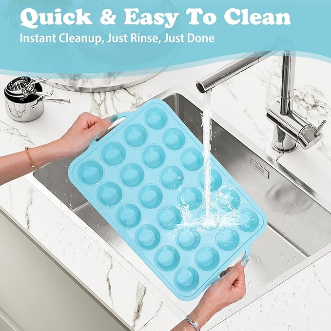 Silicone Mini Muffin Pan with Frame: Nonstick 24 Muffin Tins for Easy Release Baking Egg Bites & Small Cups English mcmuffin - 2-Pack BPA Free Cupcake Pan Oven Safe Molds for Family and Home Bakers