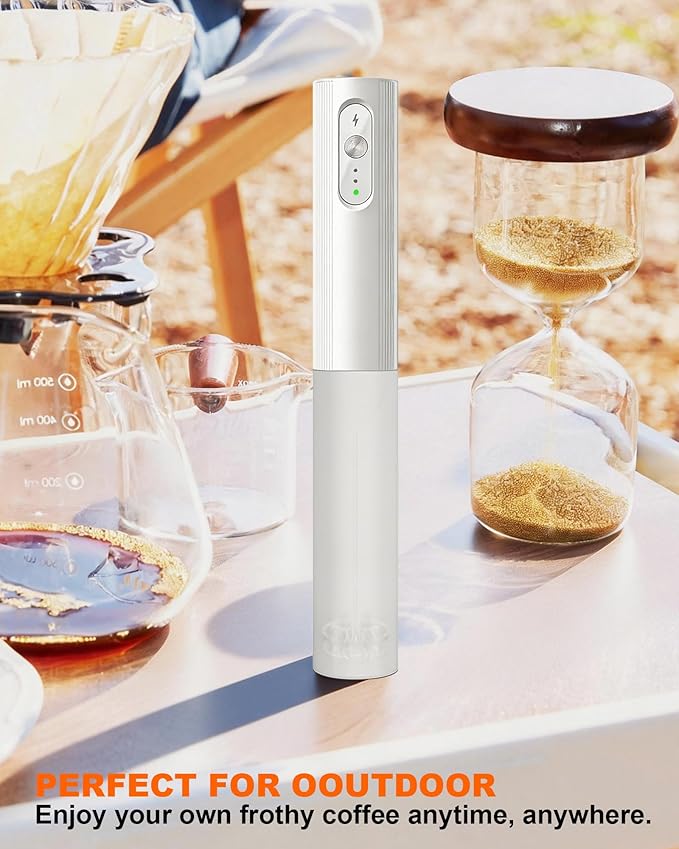 3-Speed Rechargeable Milk Frother with Cover, Dual Coil Whisk Coffee Frother Handheld - Portable Hand Frother Wand for Coffee Matcha Cappuccino & Hot Chocolate, Kitchen Gift, White