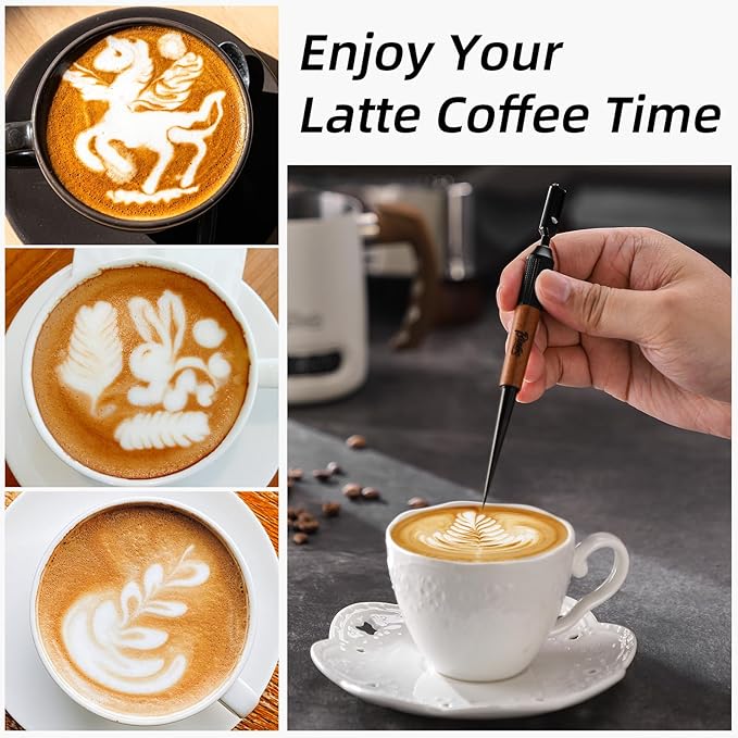 Bincoo Milk Frothing Pitcher,Espresso Milk Frothing Pitcher Stainless Steel 20oz/600ML Coffee Milk Frother Cup with Latte Art Pen