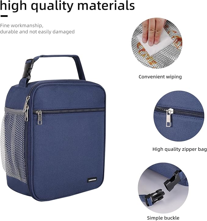 Lovoeo Lunch box Lunch bag for men women Insulated Lunchbox Lunch bags for Work Picnic Travel (Navy blue)