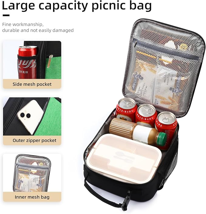 Lovoeo Lunch box Lunch bag for men women Insulated Lunchbox Lunch bags for Work Picnic Travel (Thicken green)