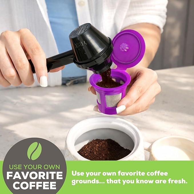 Perfect Pod Cafe Save 1-Stream Reusable K Cup Pod Coffee Filters - Refillable Coffee Pod Capsules with Built-In, Integrated Mesh Strainer for use with Keurig & Select Single Cup Coffee Makers, 6-Pack