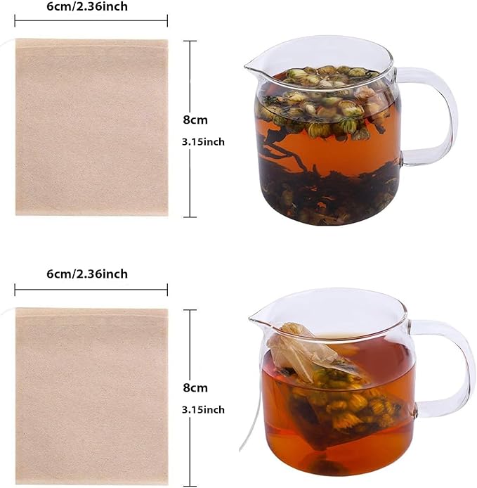 300pcsTea Filter Bags, Tea Bags for Loose Leaf Tea Safe & Natural Material, Disposable Tea Infuser for Loose Leaf Tea, Coffee, Spice, Herbs (2.36 x3.15 inch)