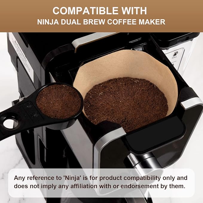 Disposable Coffee Paper Filters for Ninja Dual Brew Coffee Maker,200 Pcs #4 Cone Replacement Filter Compatible with Ninja DualBrew Pro CFP301 CFP201 Coffee Maker