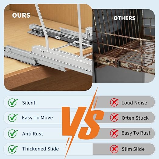 2 x 10 Gal Pull Out Trash Can Under Cabinet, Under Sink Garbage Bin Kit with Soft-Close Slides, Recycling and Waste Combo for Kitchen, Laundry | Requires Minimum Cabinet Opening 18" W x 24" D