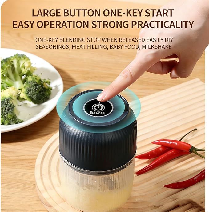 Electric Garlic Chopper, Mini Portable Veggie Cutter, Veggie Chopper with Container and Lid, Rechargeable Cordless Food Chopper for Garlic, Onion, Chili, Fruits Vegetables (White)