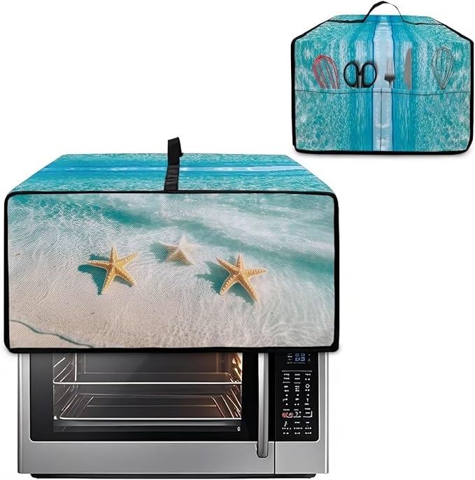 Convection Oven Cover Kitchen Countertop Appliance Covers Washable Convection Microwave Oven Protector 14.5 x 18.5 x 9 Inches, S, Beach Starfish Hawaii