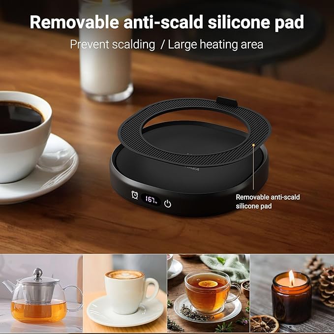Coffee Mug Warmer & Simple Pure Black Mug Set, Electric Cup Warmer with Auto Shut Off, 4 Temperature Setting Smart Beverage Warmer, 8-Hours Auto Shut Off (Simple Pure Black Mug)