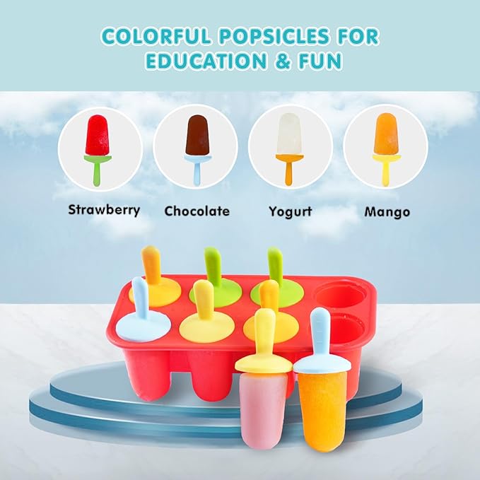 Miaowoof 10-Cav & 8-Cav Silicone Popsicle Mold for Kids, Non-BPA Premium Silicone Popsicles Molds Set