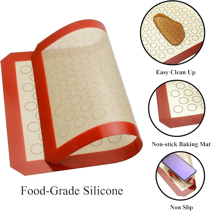 Wildone Baking Sheet with Silicone Mat Set, Set of 4 (2 Sheets + 2 Mats), Wildone Stainless Steel Cookie Sheet Baking Pan with Silicone Mat, Size 12 x 10 x 1 inch, Non Toxic & Heavy Duty & Easy Clean
