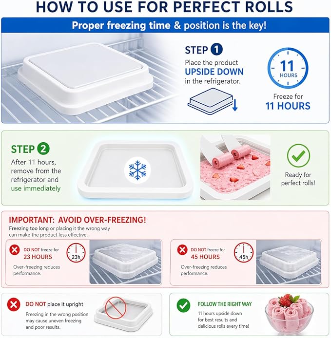 Ice Cream Roller Maker, At Home Rolled Ice Cream Maker Machine, Dairy Free & Frozen Yogurt Maker, Electric Free Countertop Ice Cream Machine with Spade for Rolls, Sorbet & Frozen Yogurt (White)