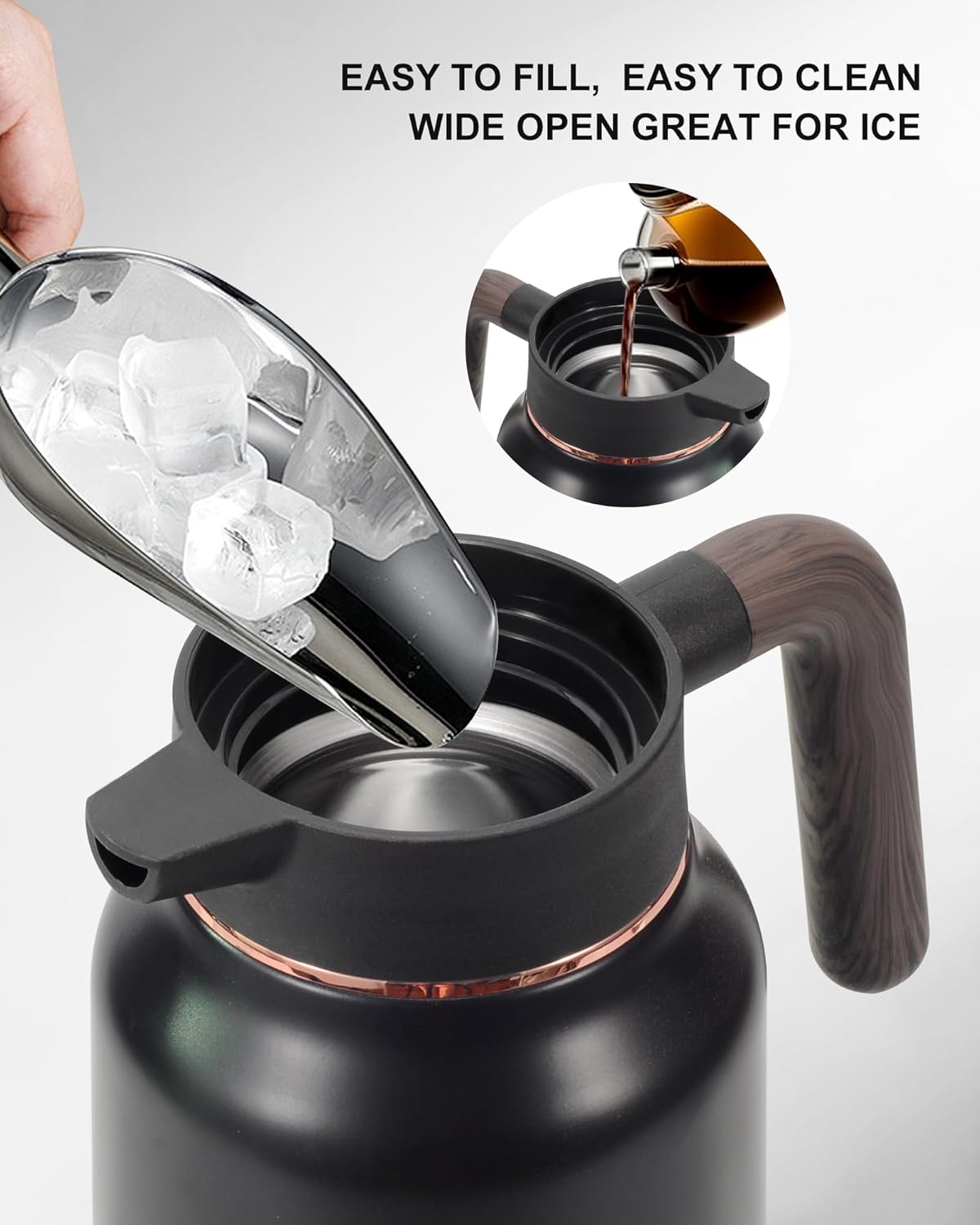 Carafes for Hot Liquids 70 oz - 12 Hour Stainless Steel Thermal Coffee Carafe-Insulated Coffee Carafes For Keeping Hot/Cold Coffee, Tea, Water, Drink Dispenser for Parties(2 Black)