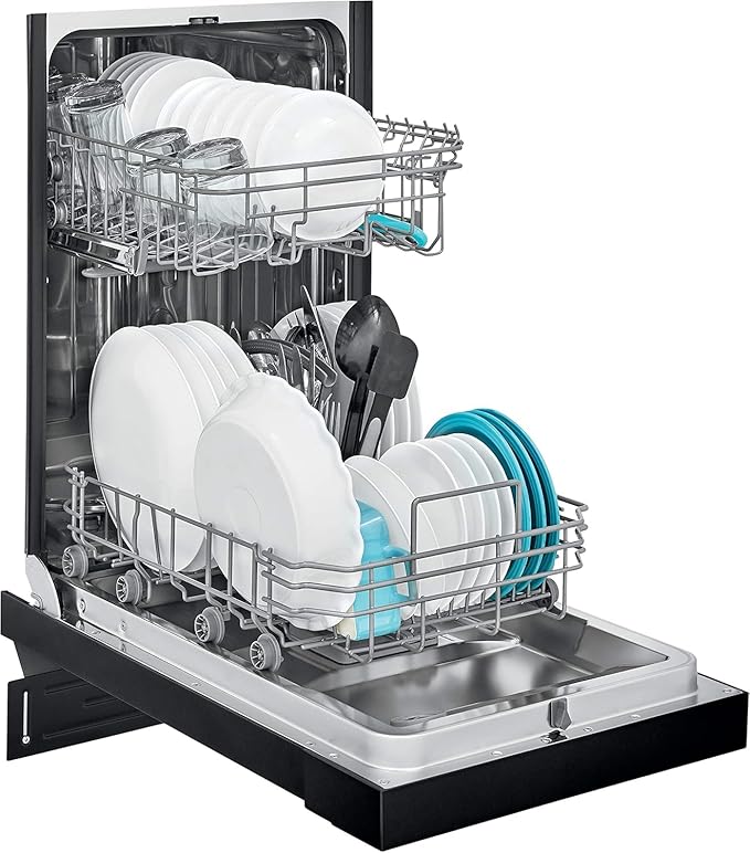 Honeywell 18 Inch Dishwasher with 8 Place settings, 6 Washing Programs, Stainless Steel Tub, UL/Energy Star- Black