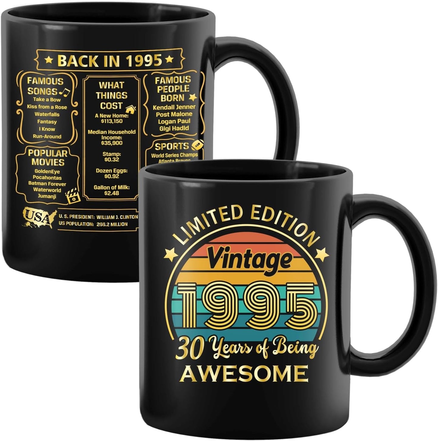 QUPT 30th Birthday Gifts for Women Men, 30th Birthday Gifts for Him, 1995 Birthday Gifts for Women Men, 30 Years Old Gifts, 1995 Birthday Gifts for Her Him, 30th Birthday Presents Coffee Mug