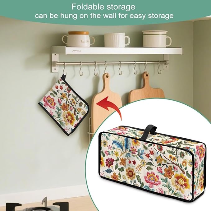 Toaster Cover 2 Slice Colorful Floral Slim 2 Slice Toaster Cover Easy to Fold and Carry, Heat-Resistant Dustproof Kitchen Appliance Protector, Machine Washable