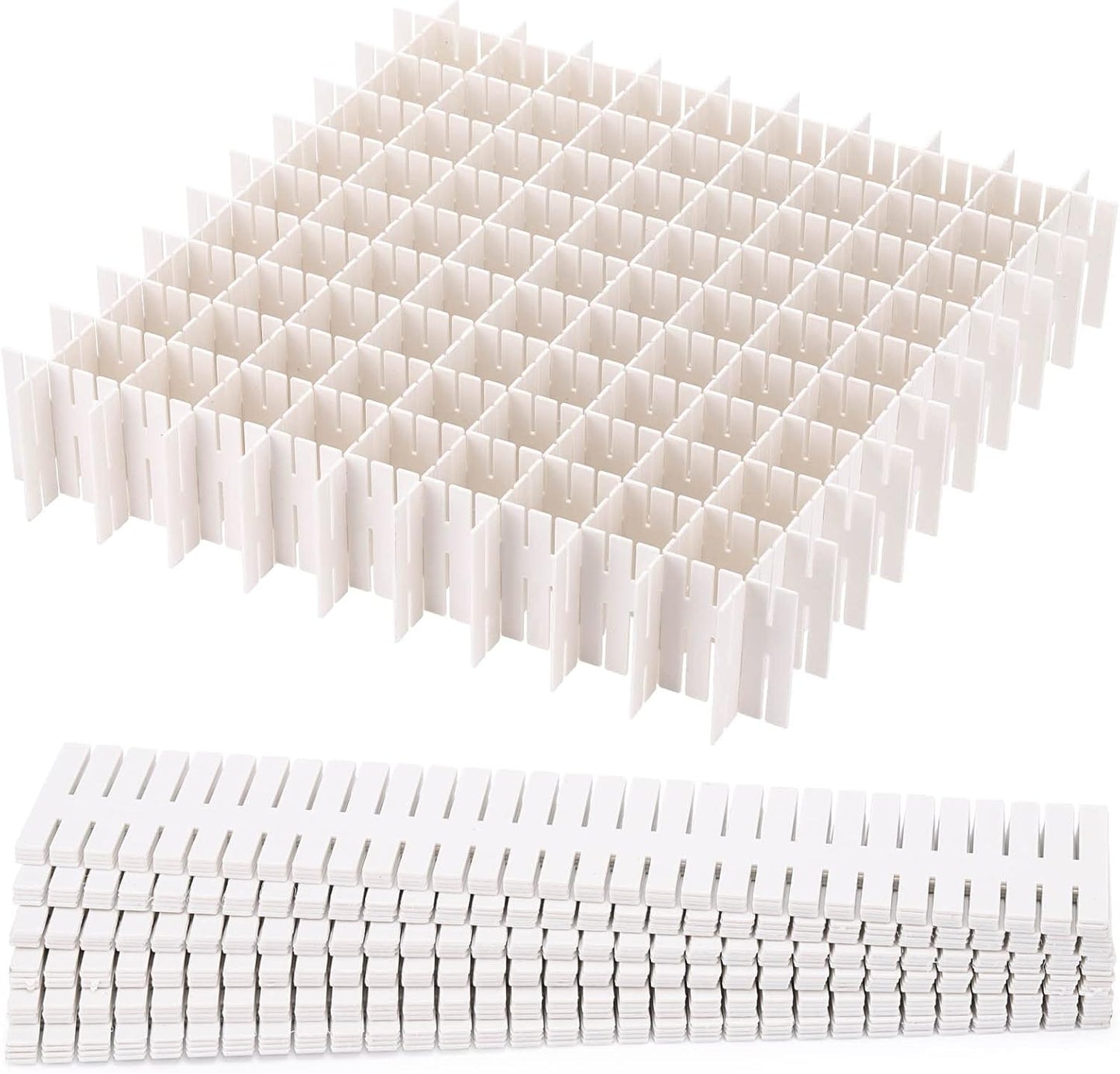 acDesign 40Pcs Grid Drawer Dividers, Adjustable Drawer Organizer for Socks, Underwear, Lingerie, Makeup, Bedroom Office Kitchen Storage (White)