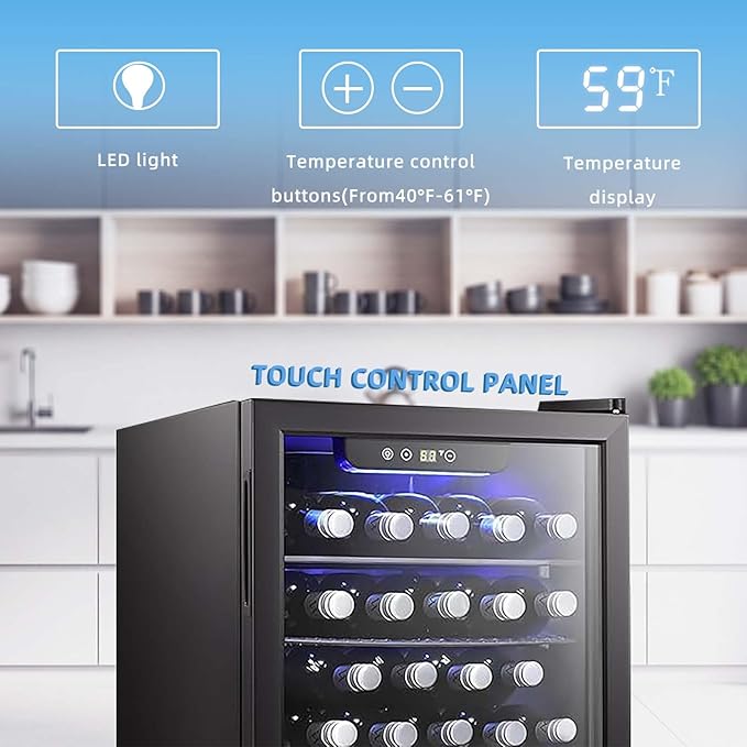 Antarctic Star 16 Bottle Wine Cooler Beverage Refrigerator Small Mini Wine Cellar Beer Soda Clear Glass Door Bar Fridge Quiet Operation Compressor Adjust Temp Control Freestanding, 2.4 Cu. Ft