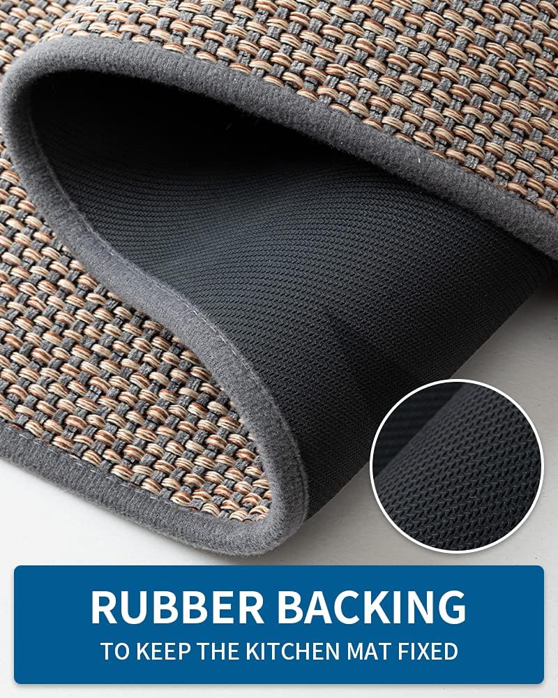 Kitchen Rugs and Mats Non Skid Washable, Absorbent Runner Rugs for Kitchen, Front of Sink, Kitchen Mats for Floor(Grey, 20"x47")