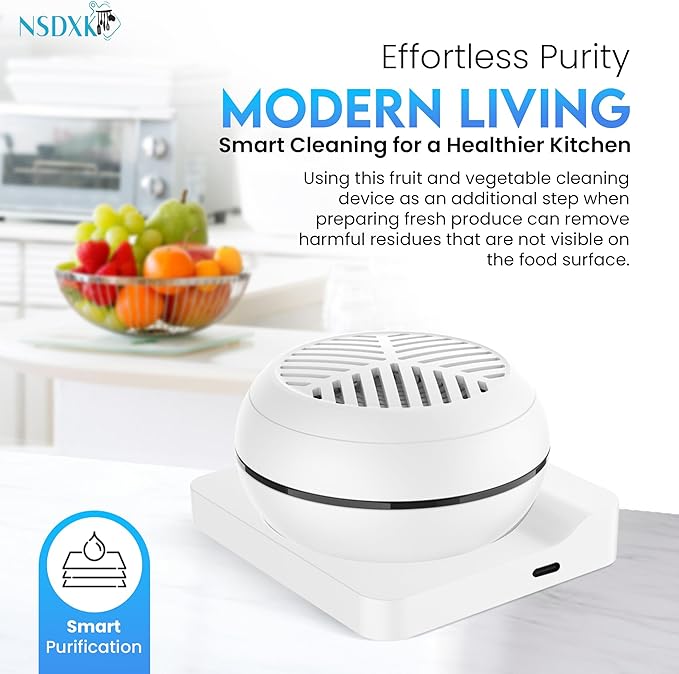 Fruit and Vegetable Washing Machine, Fruit Vegetable Cleaner Device, Portable USB Wireless Veggie Wash with Purification Technology, for Washing Fruits, Vegetables, Rice, Meat