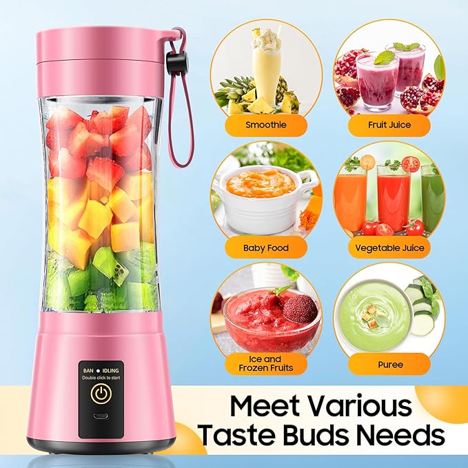 Cordless Personal Size Portable Blender - 380Ml Blender Smoothies and Shakes, BPA Free Traveling Juice Cup with Powerful Blending, Freshly Squeezed in Sports/Travel/Home